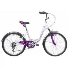 Подростковый велосипед Novatrack Butterfly 24" (2019) 13" Бело-фиолетовый (130-150 см)